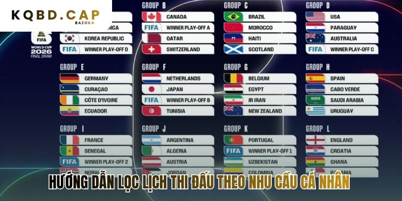 Lọc lịch thi đấu dễ dàng theo đội bóng giải đấu và ngày